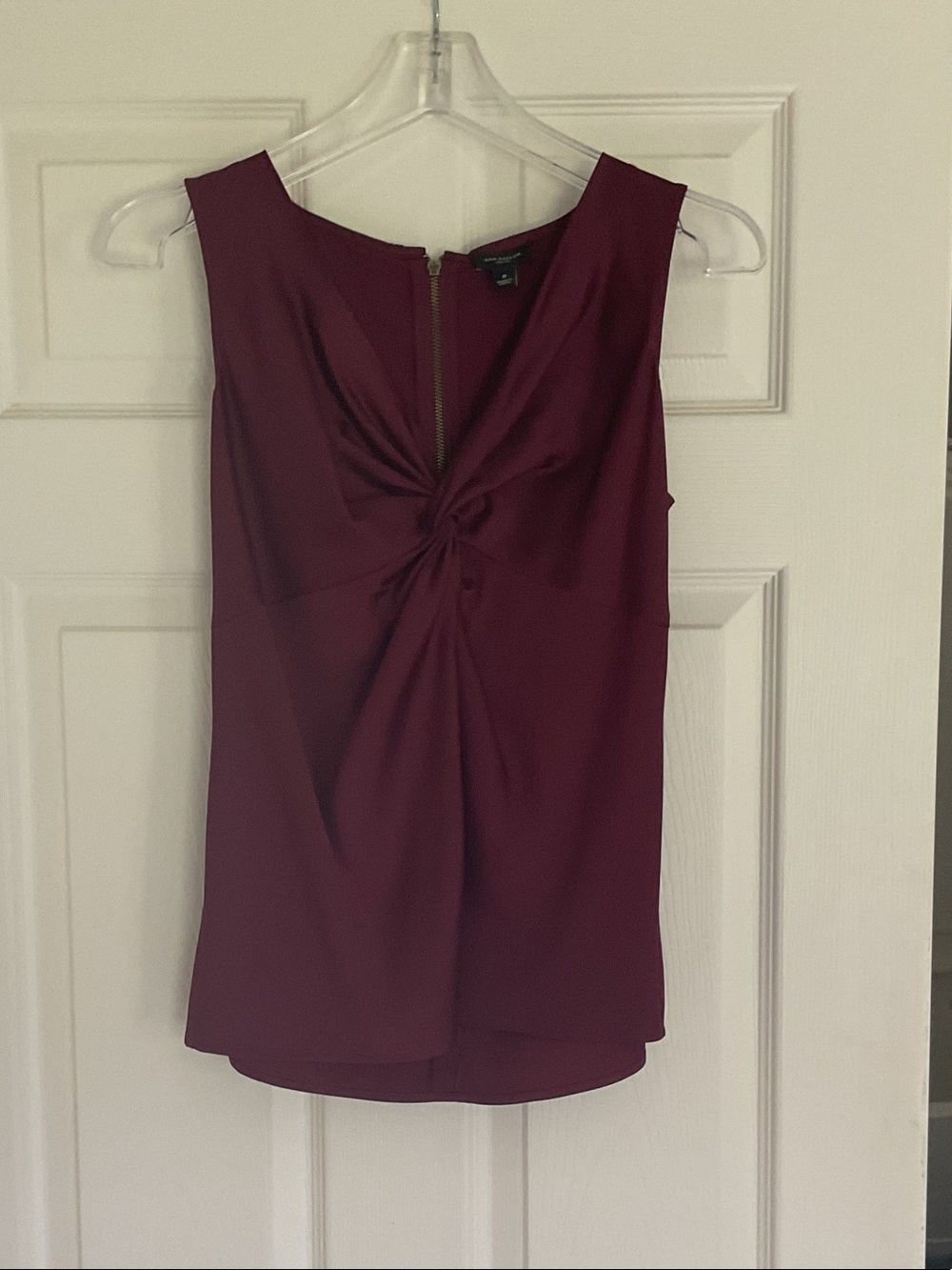Sleeveless Twist-Front Burgundy Women's Top